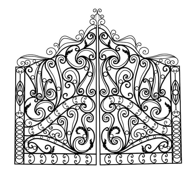 Кованые ворота и заборчерные металлические ворота с коваными украшениями
