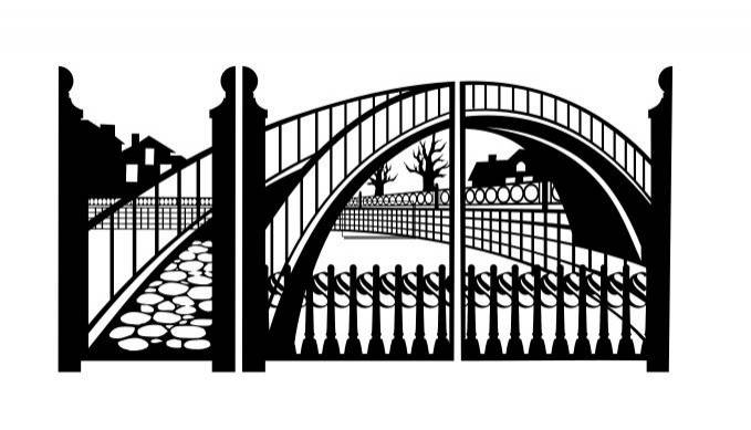 Ворота и калитка для лазерной резки тематика «Мост»