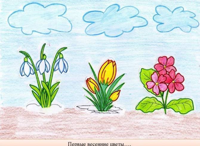 Весенние цветы рисунки для детей