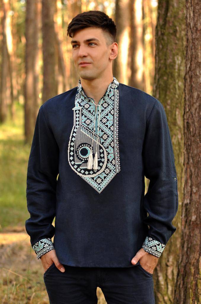 Этническая мужская вышитая сорочка с длинным рукавом, украинская рубашка с вышивкой, народная мужская вышиванка, вышиванка натуральный лен