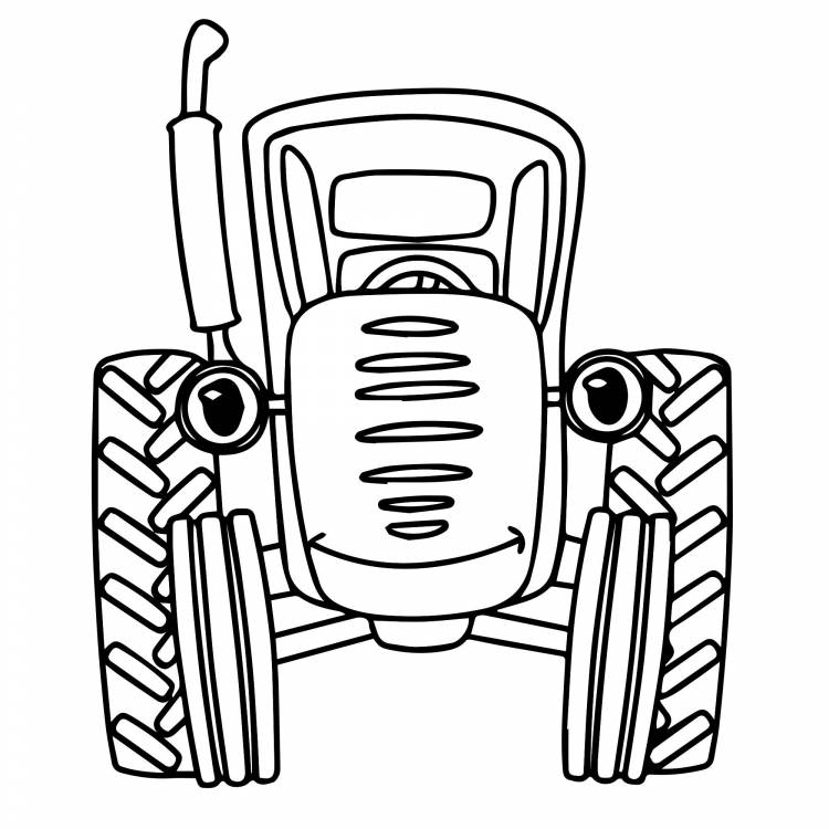 Рисунок синий трактор для раскрашивания
