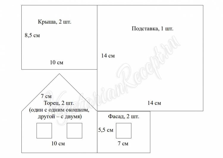 Пряничный домик выкройка