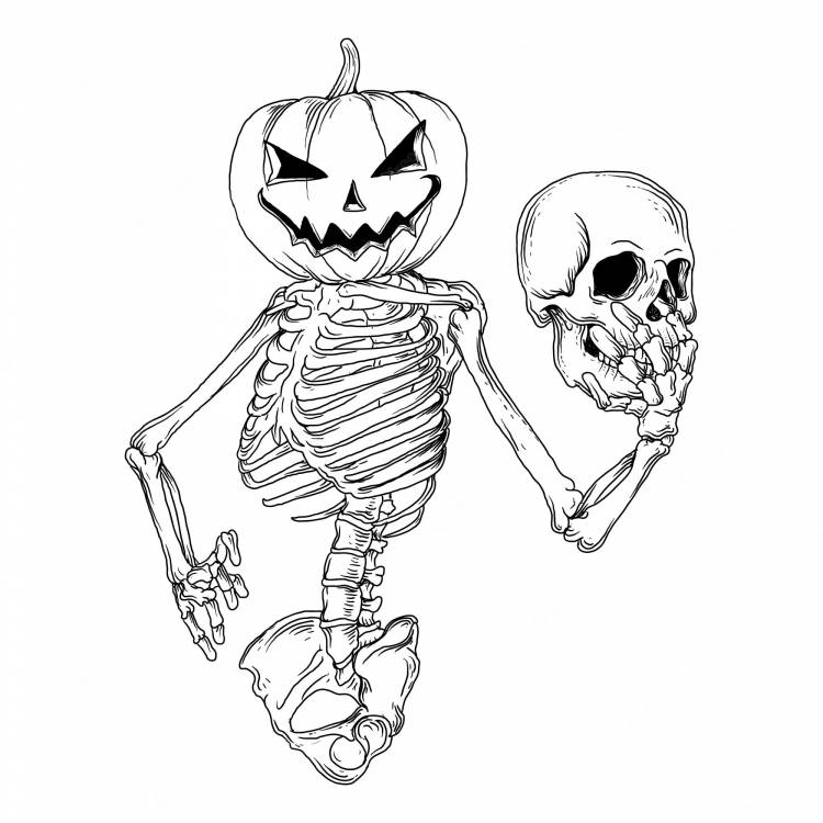 Скелет рисунок на хэллоуин