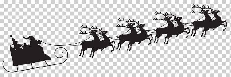 Санта-Клаус олень Рождество, сани силуэт с, колесница, санта клаус, черно-белые png