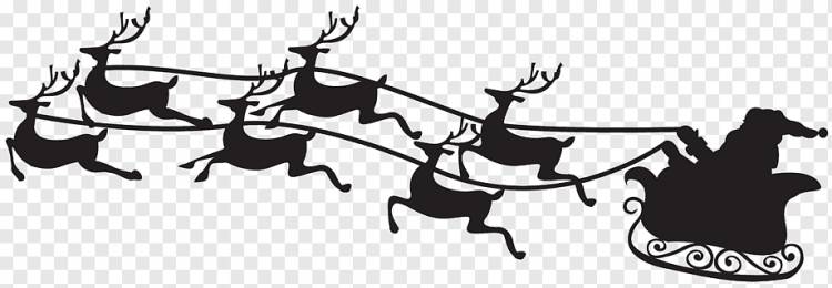 Арт Дед Мороз, Силуэт, рога оленя, белый, млекопитающее png