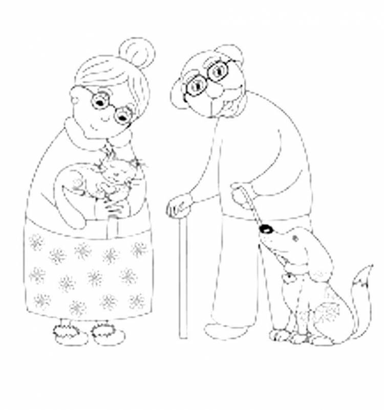 Раскраска Бабушка И Дедушка