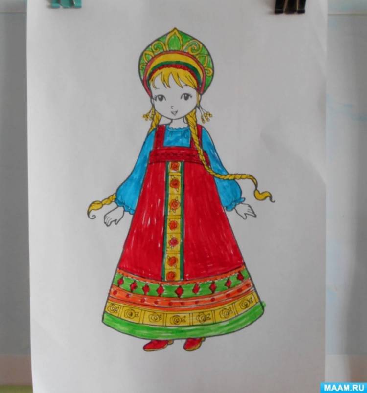 Нарисовать национальный костюм разных народов карандашом поэтапно