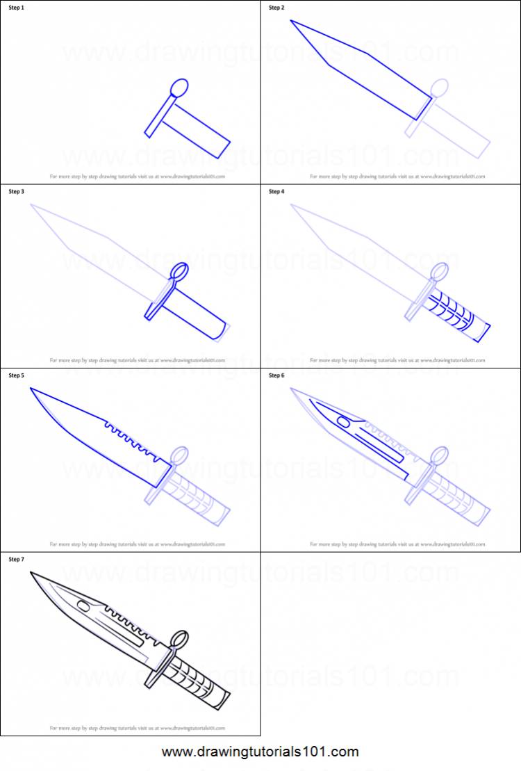 Как нарисовать штык нож