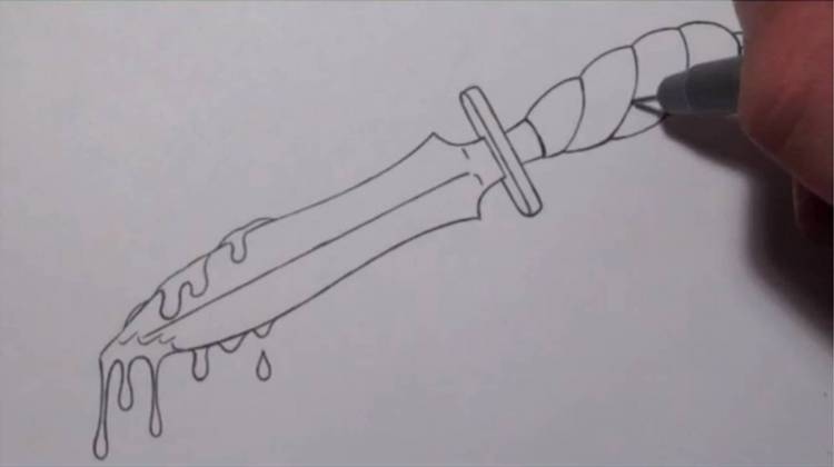 Нож нарисованный карандашом легко