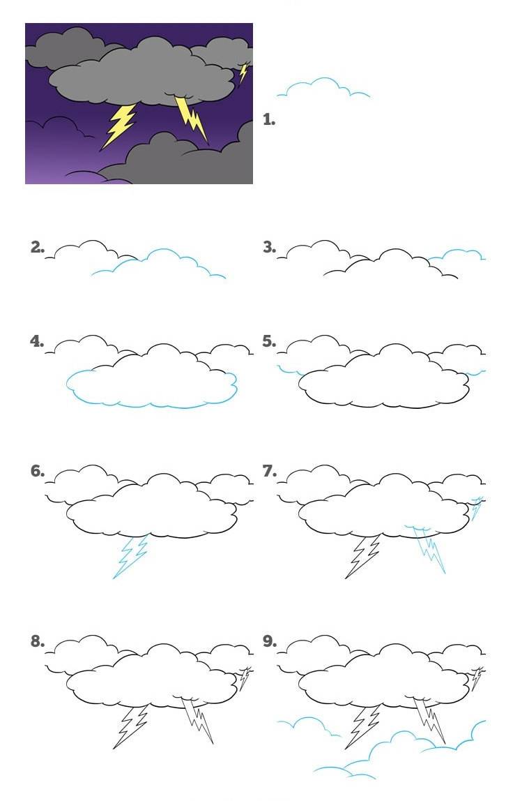 Как рисовать молнии пошагово