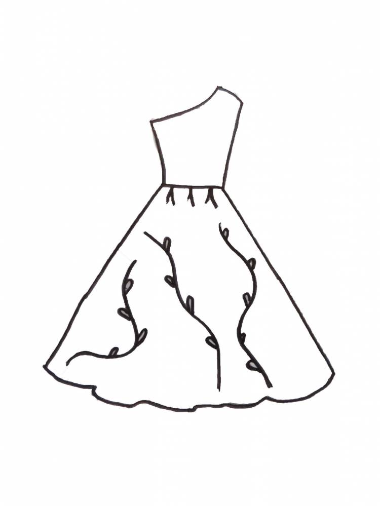 Шаблон платья для рисования в детском саду
