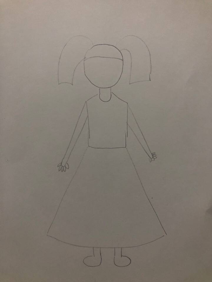 Рисование в старшей группе «Девочка в нарядном платье»