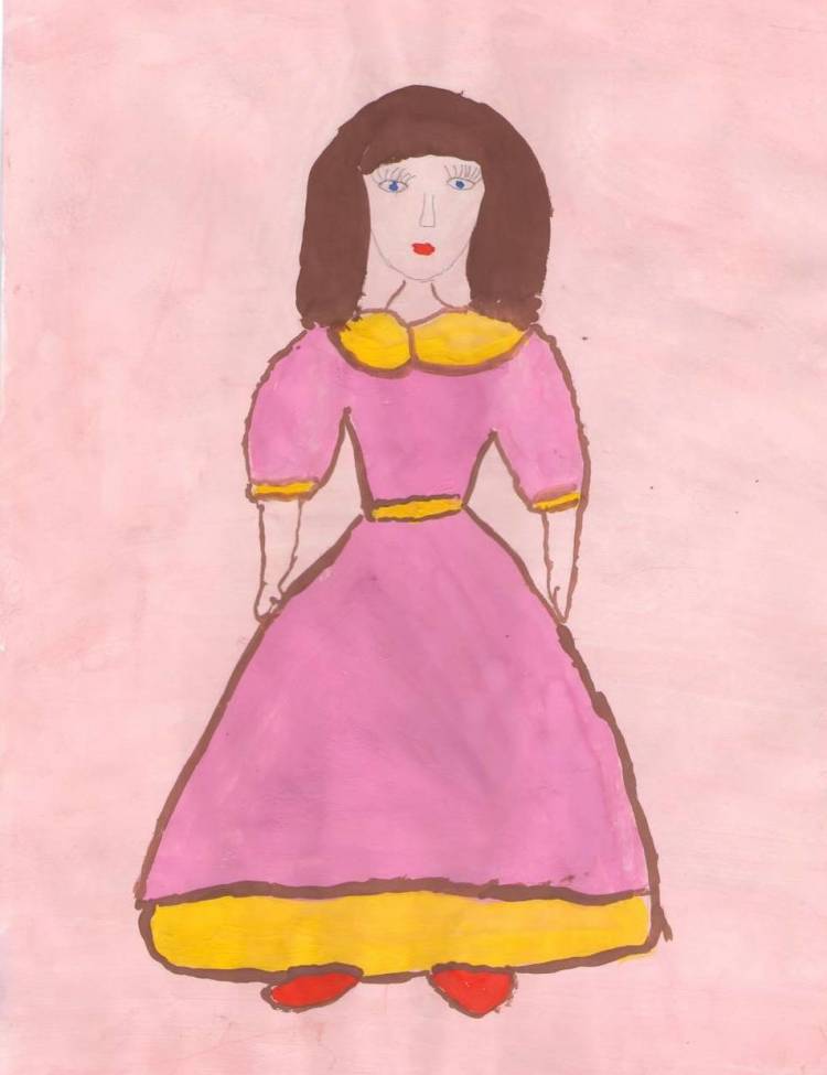 Рисование в старшей группе «Девочка в нарядном платье»