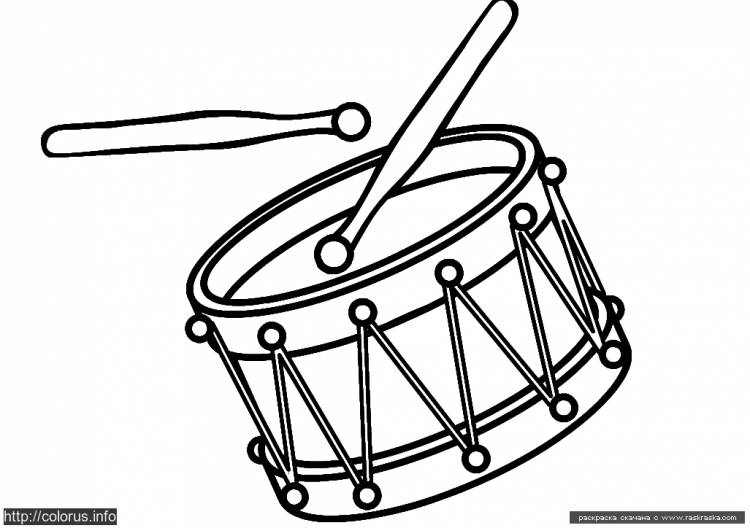 Раскраска Барабан (Раскраска барабан для маленьких детей, раскраска для малышей)