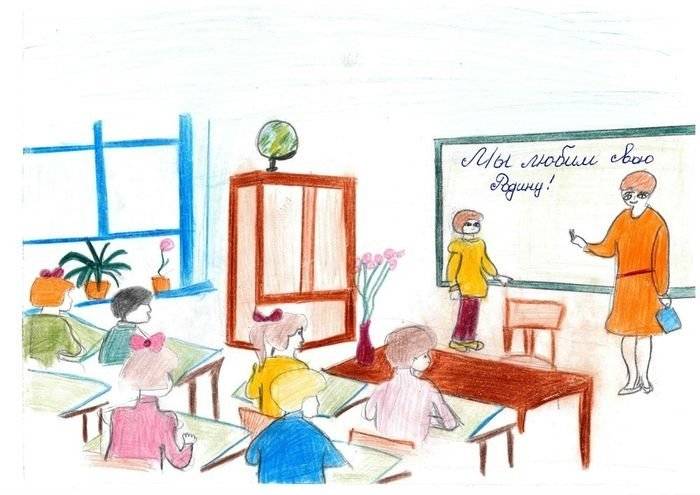 Детские рисунки про школу 