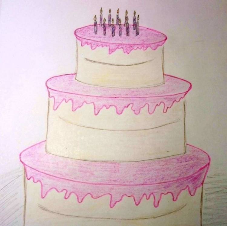 Как нарисовать торт карандашом