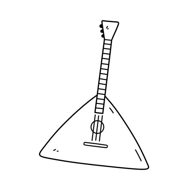 Балалайка изолирована на белом фоне деревянный струнный музыкальный инструмент в стиле каракулей