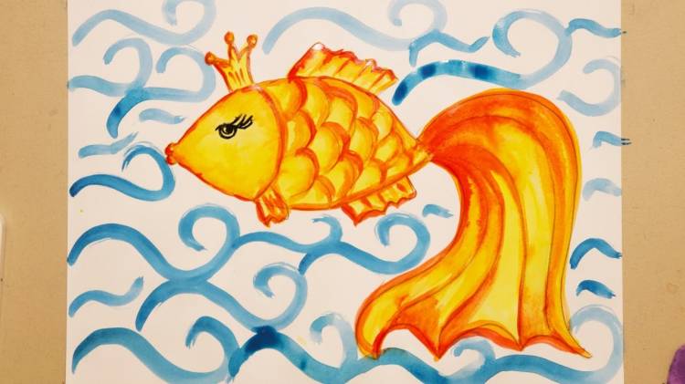 Рисунок ЗОЛОТАЯ РЫБКА Как нарисовать золотую рыбку? Урок рисования