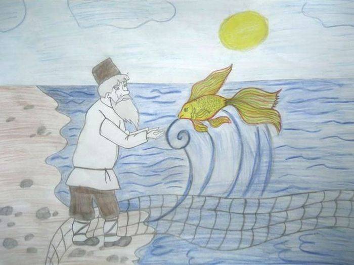 Сказка о рыбаке и рыбке картинки и детские рисунки