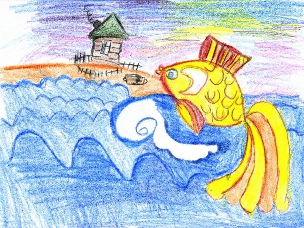 Рисунок на тему сказка о рыбаке и рыбке 
