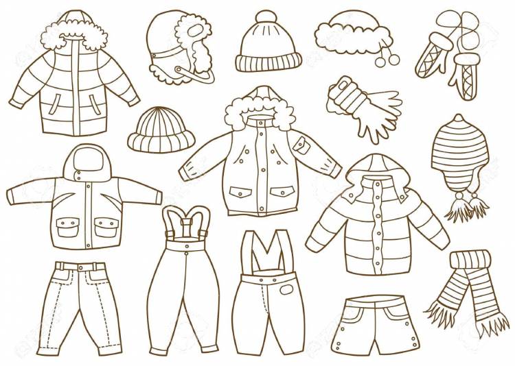 Раскраски Зимняя одежда, Раскраски для девочек и мальчиков
