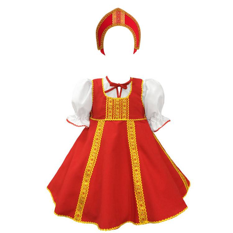ксюша с кокошником русский народный костюм красная по цене