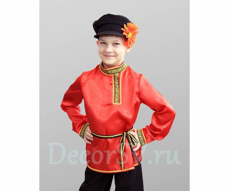 Русский народный костюм для мальчика с КРАСНОЙ рубахой