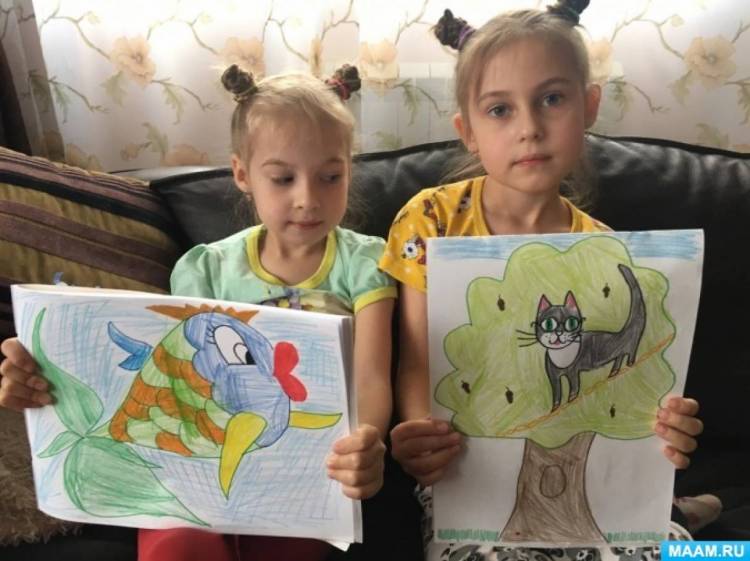 Фотоотчёт о рисовании иллюстраций к сказкам «По следам пушкинских сказок», с детьми старшего дошкольного возраста 