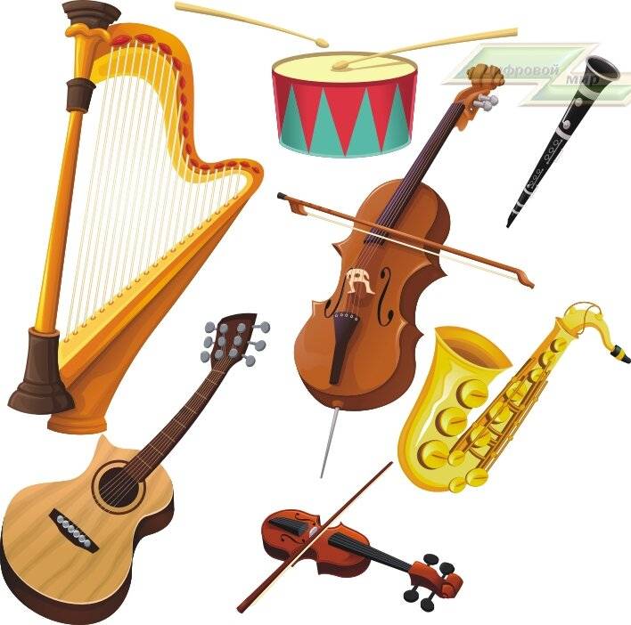 Стенд для детского сада Наклейки декор для детского сада (Музыкальные инструменты)