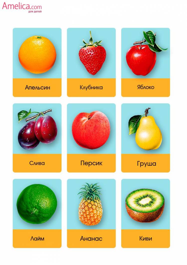 фрукты картинки для детей от 0 развивающие карточки