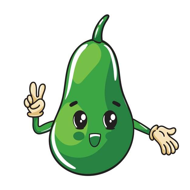 Симпатичный мультяшный дизайн счастливых фруктов и овощей авокадо для детей