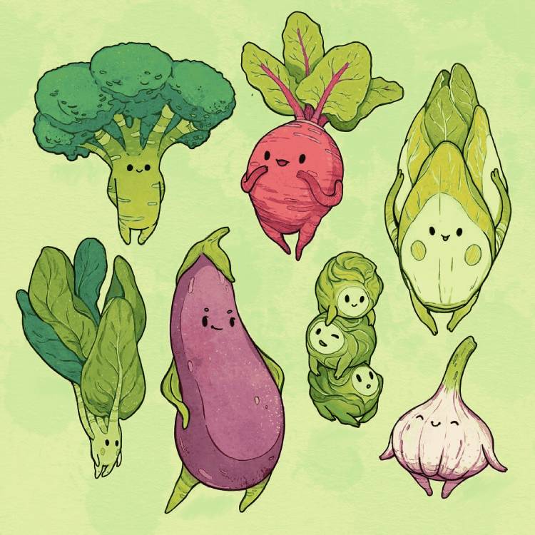 Рисунок из овощей и фруктов человек