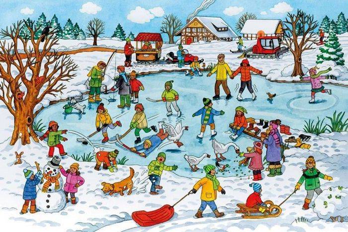 Сюжетные картинки зима для детского сада и для школы