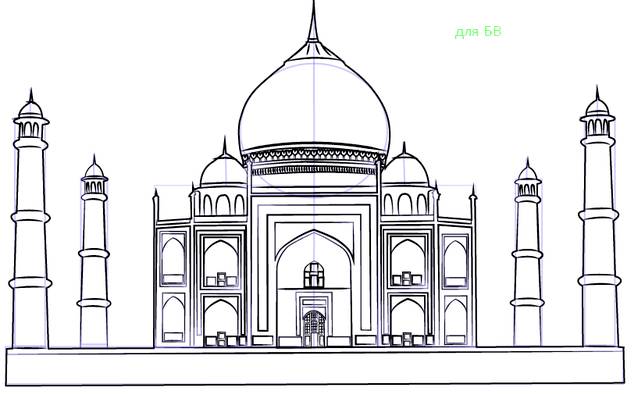 Как нарисовать мечеть карандашом поэтапно? Как нарисовать минарет?