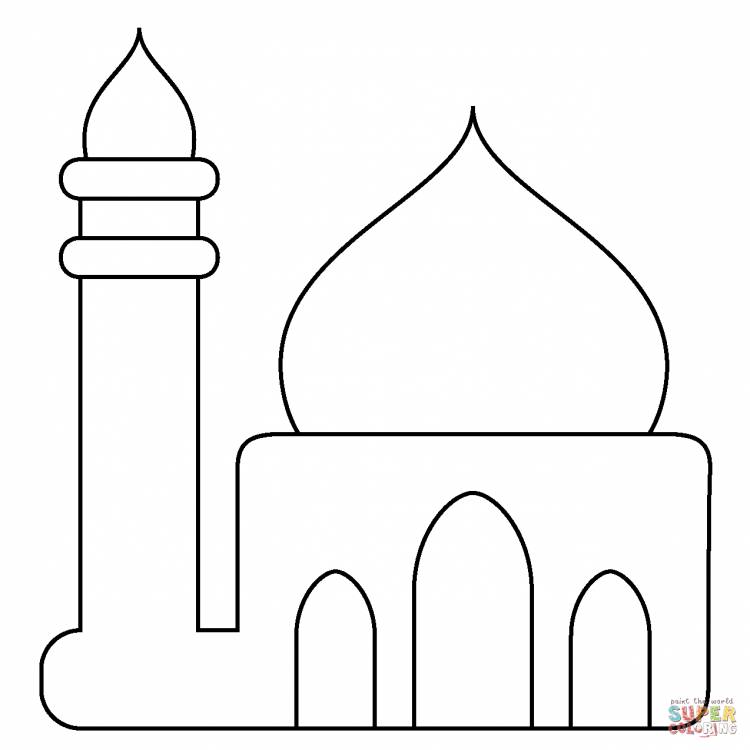 Раскраска Смайлик мечети
