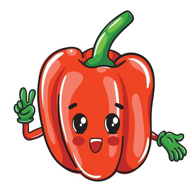 Симпатичный мультяшный дизайн счастливых овощей красного перца для детей