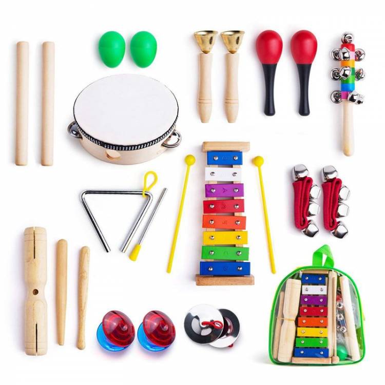 Музыкальные инструменты для малышей с сумкой для переноски, набор музыкальных перкуссионных игрушек