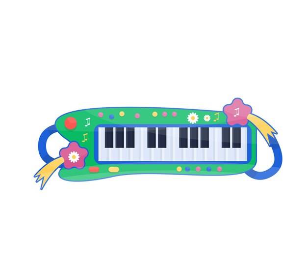 Игрушечный пианино для детей музыкальный инструмент для детей плоская красочная векторная иллюстрация