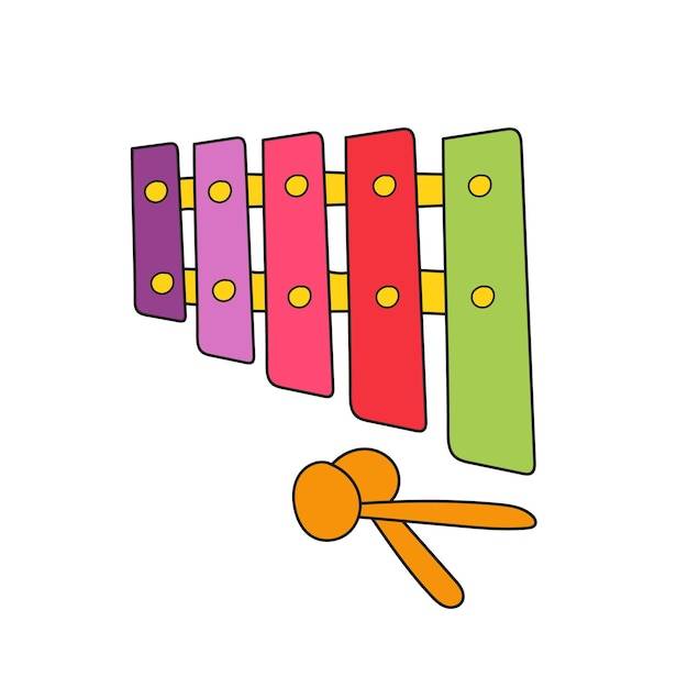 Простой мультяшный значок музыкальный инструмент для детей цветной ксилофон