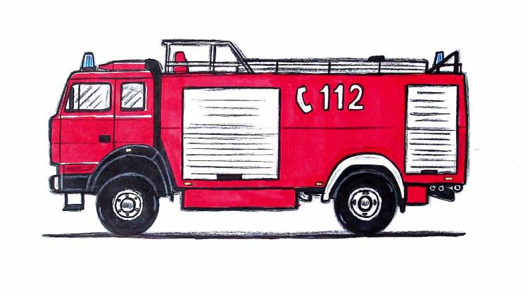 Как нарисовать Пожарную Машину Рисуем Пожарную Машину