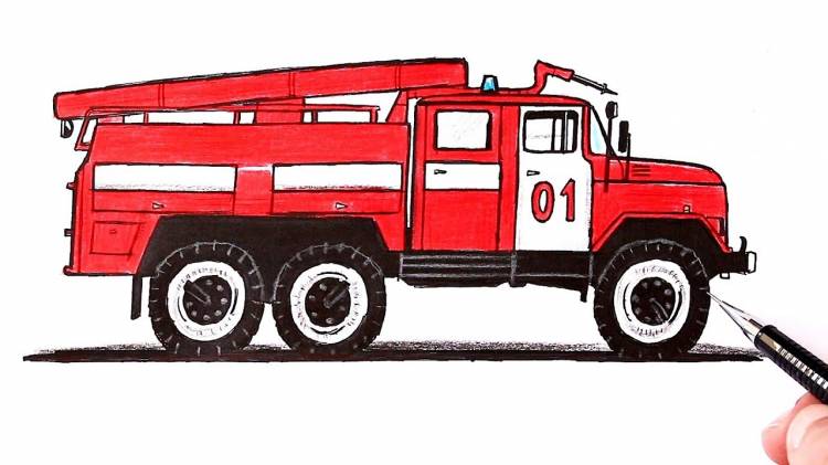 How to draw a fire truck