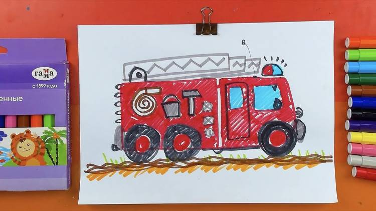 Как нарисовать Пожарную машину фломестерами