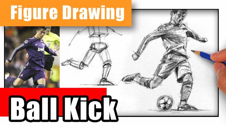 Как нарисовать Криштиану Роналду с мячом
