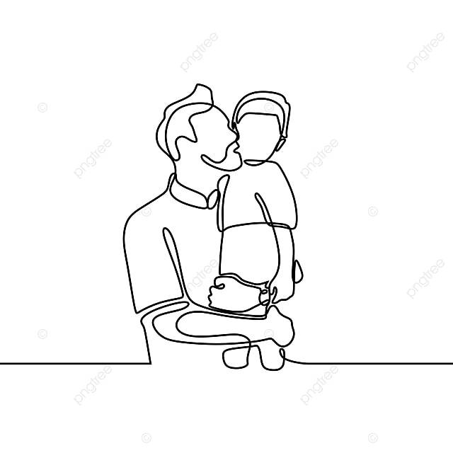 отец и сын непрерывную линию чертеж PNG , день отца, отец, сын PNG картинки и пнг рисунок для бесплатной загрузки