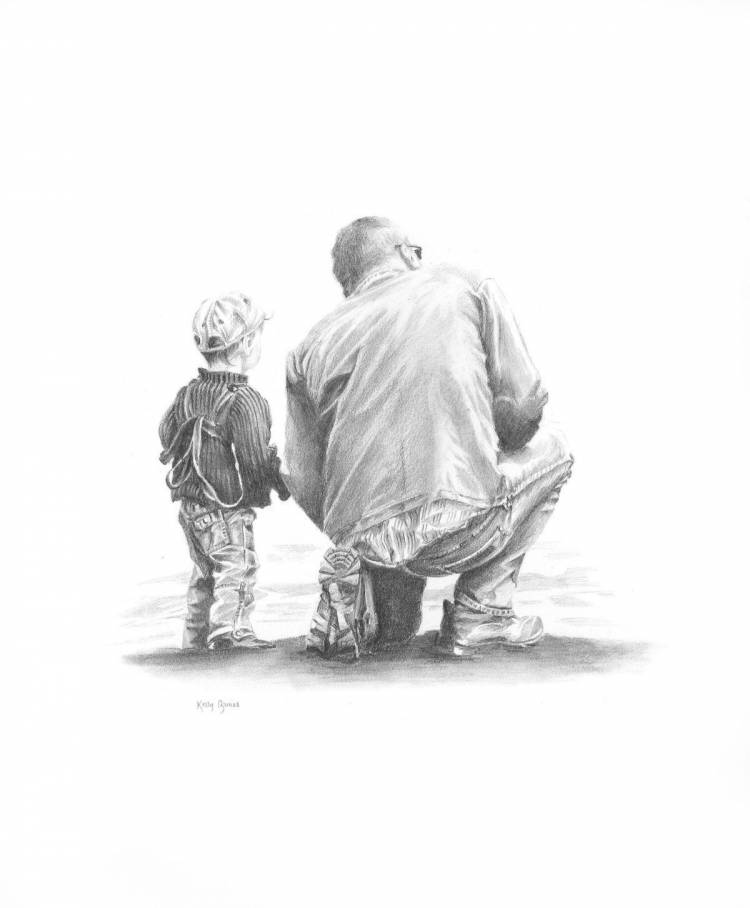 Папа и сын рисунок