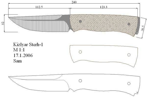 Чертежи ножей для кухонного инструмента и холодного оружия