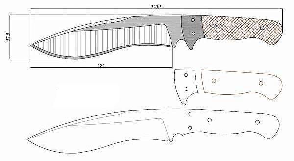 Эскизы ножей в натуральную величину