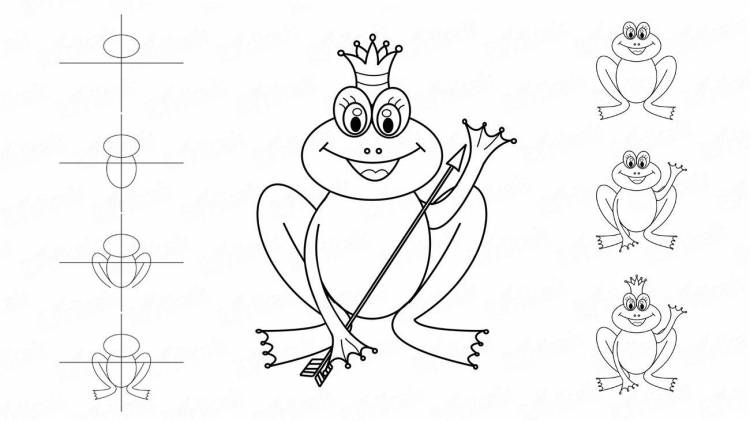 Царевна лягушка рисунок карандашом поэтапно