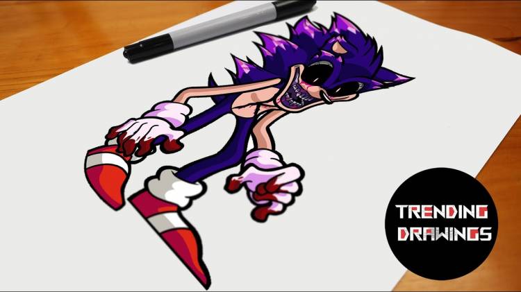 How To Draw FNF MOD Sonic EXE V