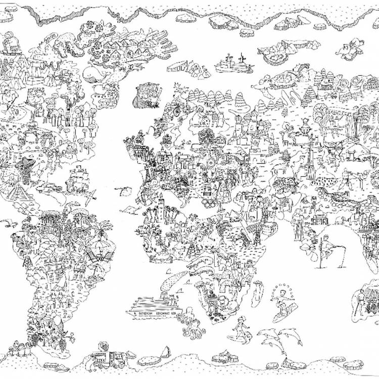 Раскраска карта мира скачать, распечатать или рисовать онлайн
